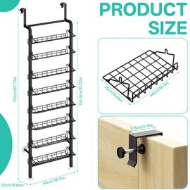 DTUQYX Over the Door Shoe Organizer - 8 Tiers Adjustable Shoe Rack for Door Hanging Heavy Duty Metal Shoe Organizer for Closet for Shoes,Accessories, 67.52'' L x 17.91" W x 9.84" H