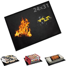 BAKEWAY Under Grill Mats for Outdoor Tabletop Grill - 24 X 31 inch Fireproof-Grill Mats Easy to Clean Reusable Grill Mat, Heat Resistant Grill Table Mat, Fireproof, Waterproof, Oil Proof BBQ Mat