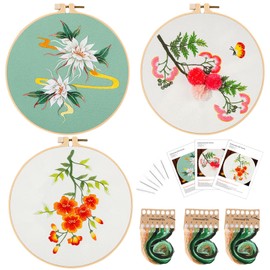 Traziewell Embroidery Starter Kit for Adults 3 Pack Embroidery Kit for Beginners with Pattern and Instructions Cross Stitch Kits Include Embroidery Cloth Hoops Threads 1723