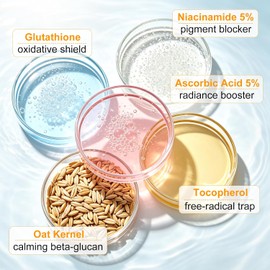 Vitamina C con Glutatión y Vitamina E,Vitamin C Booster Shot Serum Sérum Facial Brillo y Antiarrugas, Tratamiento Unifica el Tono, Suaviza la Piel, Vitamin C Booster Shot, Uso Diario