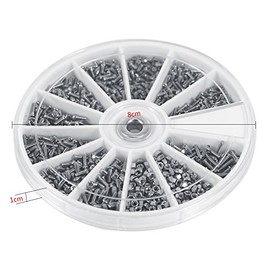 Estink 600 Pcs Small Screws Nuts 12 Types M1 M1.2 M1.4 M1.6 Stainless Steel Nuts and Bolt Assortment Kit for Watches