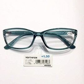 NEWカラー YGF74 イミテーションスワロ風ストーンが散りばめられた老眼鏡 (FOREST GREEN, 1.5)