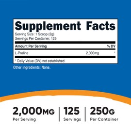 Nutricost L-Proline Powder 250 Grams - 2,000mg Per Serving, Non-GMO