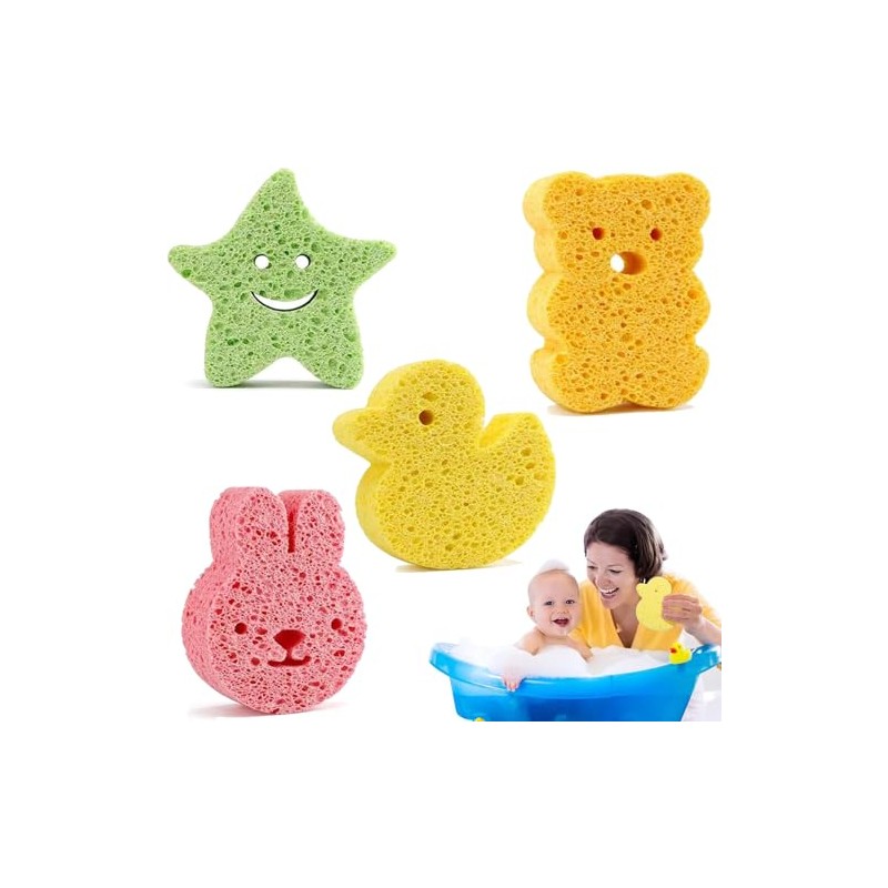 4 Piezas Esponja Para Baño Bebe, Esponja De Baño Para