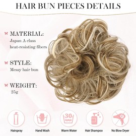 CVNRCLP Messy Bun Hair Piece for Women - Curly Wavy Synthetic Bun Extensions Hair Scrunchies - Stylish Updo Chignon Accessories for Girls (Available in 18# & 22#, 35g)