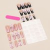 24Pcs Long Coffin Square Fake Nails Nude Black Pink 3D