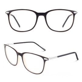 CGID CN79 Classic Nerd Glasses Ellipse 40s 50s Style Panto Frame Vintage Look Clear Lens - Black Beige, size: 52