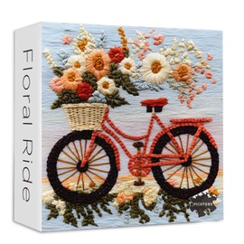 PICKFORU Spring Flower Puzzles 1000 Pieces, Colorful Embroidery Wildflower Bicycle Puzzles for Adults, Difficult Nature Art Theme, Challenging for Adults