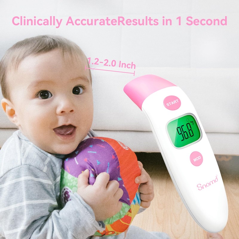 Snomd Forehead and Ear Thermometer 3 in 1 Non-Contact Backlight