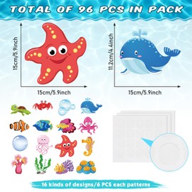 Pajean 96 Pcs Sea Cutouts Under The Sea Cut Outs with 120 Glue Points Ocean Animal Classroom Bulletin Board Decorations Tropical Fish Cutouts for Summer Ocean Themed Party