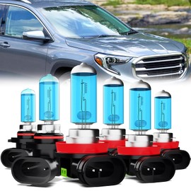 LECCIBUB Headlight Bulbs Compatible With GMC Terrain 2010-2018, 9005 High Beam + H11 Low Beam + H11 Fog Lights Halogen Light Bulb, Super Bright 6000K White, Plug and Play, Pack of 6