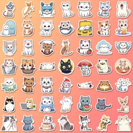 102 Pack Cute Cat Stickers for Kids Girls Teens,Kawaii Cat Stickers for Party Decoration Birthday Gifts,Cat Decor Party Favors for Water Bottle,Luggage,Laptop