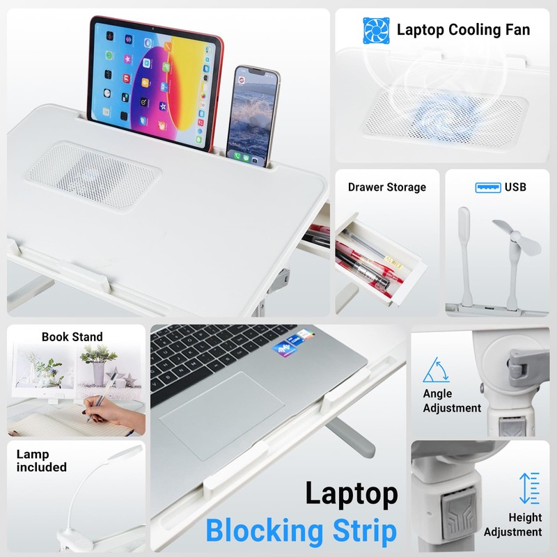 iXTRA Laptop Lap Desk with Cooling Fan - Adjustable with