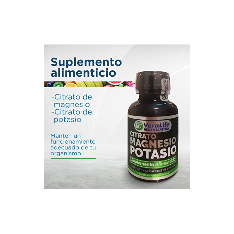 VeraLife Suplemento Alimenticio con Citrato de Magnesio y Citrato de