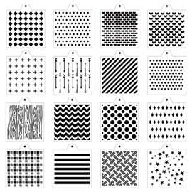 16 Pcs 5.5x5.5in Cookie Stencil DIY Royal Icing Baking Stencils for Royal Icing Cookies, Airbrush Cookies; Sugar Cookie Stencils,Craft Painting, Stencil Genie Stencils (Essential)