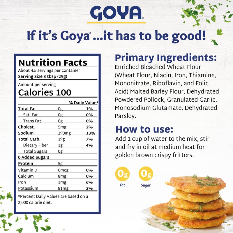 Goya Bacalaitos -Codfish Fritter Mix 4.5oz (2pack)