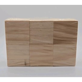 Darice Unfinished 6 Wood Blocks 1.75" almost 2"  Inch Cube Square Crafts DIY