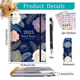 2025 Daily Planner, Agenda 2025,2025 Planner, 6.1" x 8.5" Hardcover 2025 Weekly Planner, Weekly Monthly Planner with Tabs Inner Pocket, Daytimer Schedule Planner January 2025 - December 2025 (A)