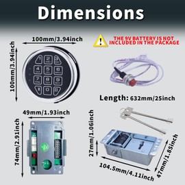 Gun Safe Lock with Programmable Electronic Keypad, Password Electromagnetic Lock with 2 Override Keys, Lock Fits High Security Safe Box and Security Cabinet