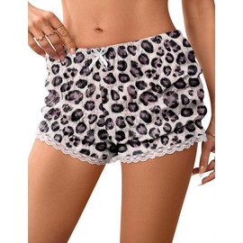 Rapbin Women Summer Shorts Women's Casual Shorts Lace Ruffle Bloomers Leopard Cheetah Print Micro Mini Y2k Bottoms,L
