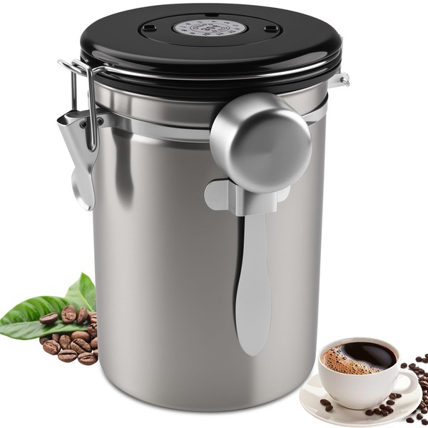 Foydream Airtight Coffee Canister, 1.8 L Coffee Beans Container, 304