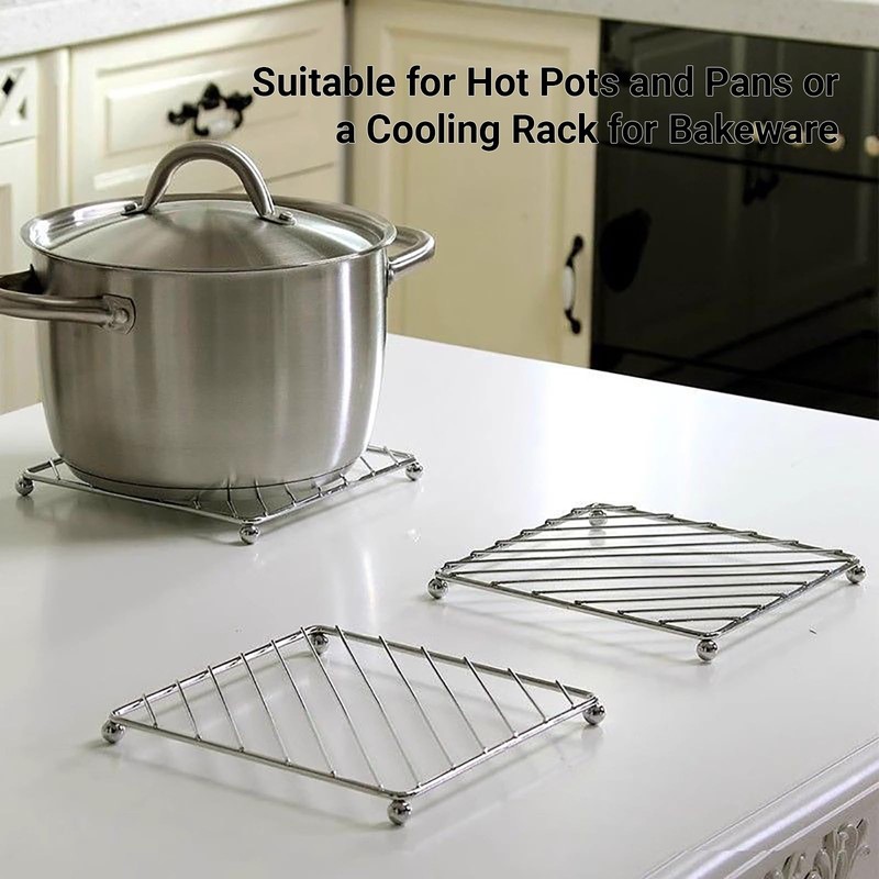 BAOWUABJ 2 Pack Trivets for Kitchen Worktops - Stainless Steel