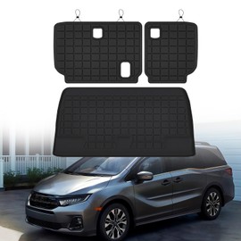 MJBYMAT Cargo Mat for 2011-2025 2026 Honda Odyssey & Backrest Mat,TPE All Weather Protection Car Trunk mat Covering The Backrest Accessories - Black