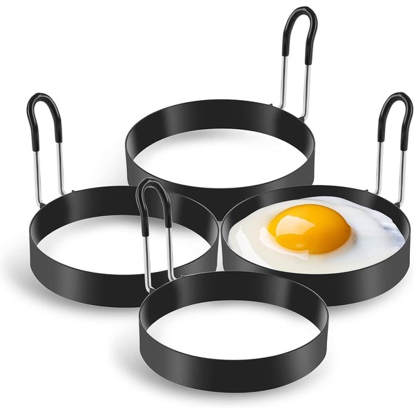 Jeckoye Egg Cooking Rings Stainless Steel Egg Rings Round Egg Shaper Ring Molds for Breakfast Pancakes Fried Eggs Omelette Sandwich Burger