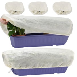 EAVNCLG Plant Protection Cover, Winter Frost Cover with Drawstring and Locking Clasp, 60 x 30 x 30 cm-3 Pieces, for Rectangular Planting Boxes