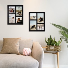 YESKAY Picture Frame Collage 4x6 and 4x4 Photos Display, Multiple Photo Frames with Tempered Glass, Family Picture Frames Wall Decor or Tabletop, Rustic Black, 1 Pack