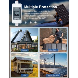 DIHOOL AC DC Miniature Circuit Breaker with IP65 Din Box, 15 Amp Dual Pole 12V-400V, Non Polarized, Solar Panel Disconnect Switch, PV Array Shut Off Isolator