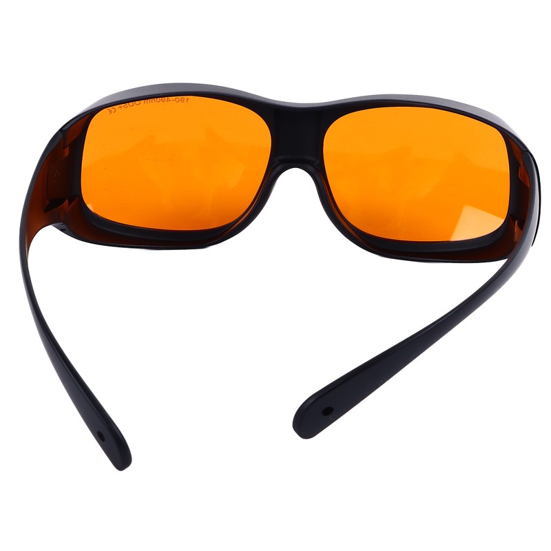 Safety Goggles 190 to 490nm Black Frame Orange Lens OD5
