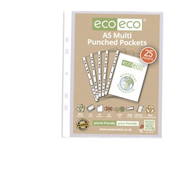 Lotus Premier A5 Punched Pockets - 45 Micron Ultra-Durable Transparent Poly Wallets | Crystal Clear Heavy Duty Sheet Protector Sleeves for Documents, Photos, and Presentations - 78212 (Pack of 25)