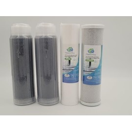 Filters4you – 4 Pack Replacement Water Filter Set Includes Sediment, Carbon Block, Color-Indicating Mix-Bed DI Resin Cartridges Compatible with FS-MAK-CB Models – RO/DI System Replacement Filter Set