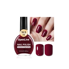 OpenLive 16.5ml Dark Red Nail Polish Large Volume Quick Dry Nail Polish, Long Lasting Shine, Fingernail Toenail Nail Art DIY Home Travel Nail Art Gift