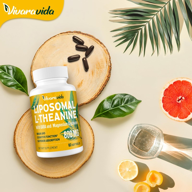 Vivaravida L-Theanine 800mg Supplement with GABA and Magnesium Glycinate -