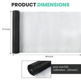 tonchean 304 Stainless Steel Windows Screen Mesh Roll Replacement, 98.4 feet x 47.2 inch Window Screen Mesh for Porch Patio Sliding Door Screening(Black, 20 Mesh)
