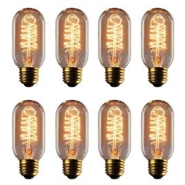 Vintage Edison Bulb - 25 Watt - T45 - Spiral Cage Filament - Dimmable - 8 Pack - 65 Lumen