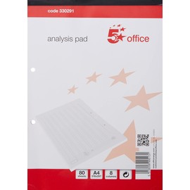5 Star Office Analysis Pad Ruled 70gsm 8 Cash Column 80 Leaf A4