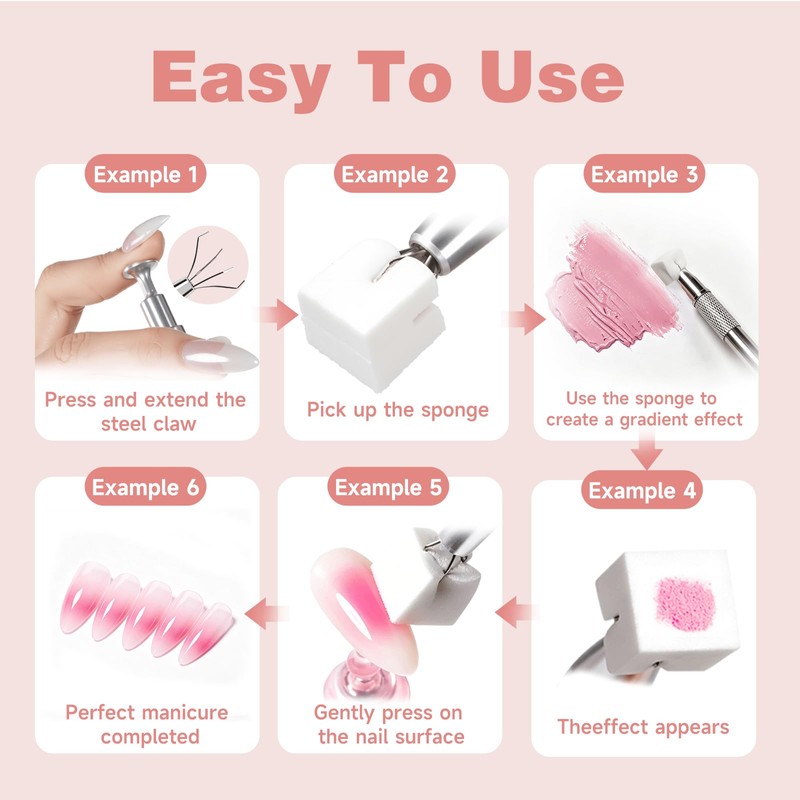 200PCS Soft Nail Sponges with 1PCS Grabbing Pen for Ombre