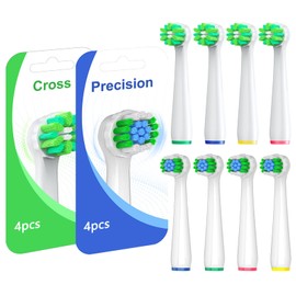 Replacement Heads Compatible with Oral B Pro 1000/500/Genius x/Smart 1500 Electric Toothbrush, Brush Heads for Braun Oral B, 4Pcs Precision Refills for Sensitive Care, 4Pcs Cross Clean for Deep Clean