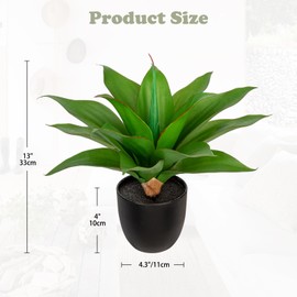 Briful 13'' Artificial Agave Plants Realistic Potted Faux Agave Plants 16-Leaf Small Crown Succulent Fake Plants in Black Pot Houseplant for Home Decor Farmhouse Indoor Outdoor Patio