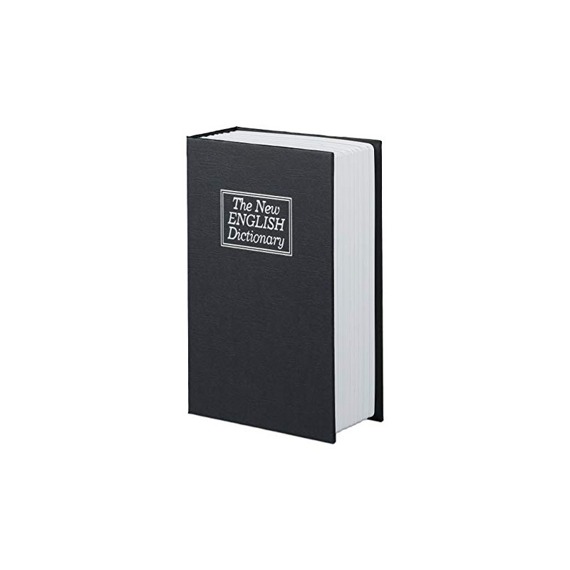 Relaxdays Safe with Key in Book Shape Steel Compartment, Black,