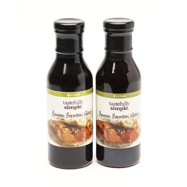 Tastefully Simple Bayou Bourbon Glaze - Use with Grilled Meats, Poultry, Seafood, Marinade, Stir-Fry Sauce - 12 Fl oz (2-Pack)