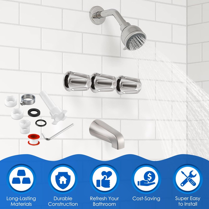 Enhon 3 Handle Shower Faucet Set Compatible with Pfister Verve