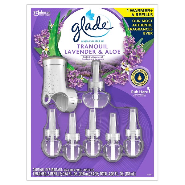 Glade Tranquil Lavender & Aloe PlugIns Scented Oil Refills + Warmer (Choose Your Scent)