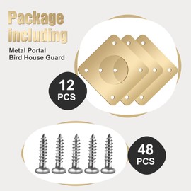 Hotop 12 Pcs 1 1/8 Inch Opening Bluebird Metal House Hole Guard Portal Bird House Protect Bird Room Guard Copper Portal with Opening for Eastern Bluebird Rooms Sparrow Houses(Gold)