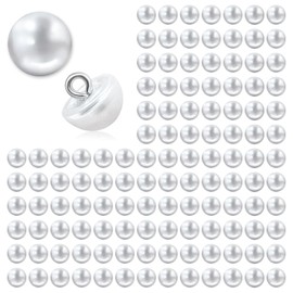 NEETUE 120 pcs 10mm White Plastic Round Pearl Buttons, Wedding Dress, Skirts, Gloves, Sweaters, Shirts, Hats, Scarves, Crafts