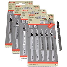 Jigsaw Blades T101BR for Down Cutting Laminates and Veneers High Carbon Steel HCS 20 Pack Fits AEG, Black & Decker, Bosch, Dewalt, Elu, Festool, Hitachi, Makita, Metabo and Skil by Ufixt