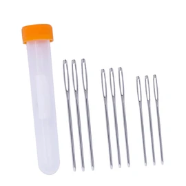 KONTONTY 9PCS Large Eye Stitching Needles with Storage Bottle Durable Sewing Needles for Cross Stitch and Decorative Stitching